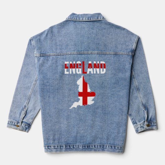 Engels Engeland Landkaart Vlag Denim Jacket (Achterkant)