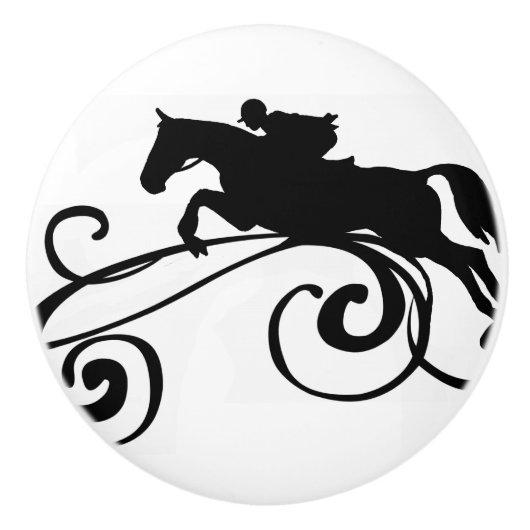 Engels Equestrian Flourish Keramische Knop (Voorkant)