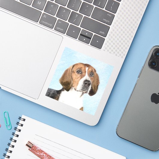 Engels filtreerschilderij - Kute Original Dog Art Sticker (Laptop met iPhone)