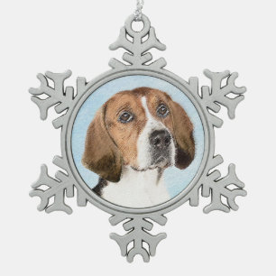 Engels filtreerschilderij - Kute Original Dog Art Tin Sneeuwvlok Ornament