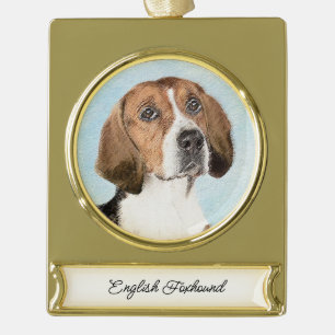 Engels filtreerschilderij - Kute Original Dog Art Verguld Banner Ornament