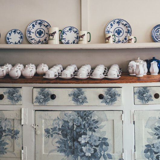  Engels Floral Blue en White Decoupage Tissuepapier