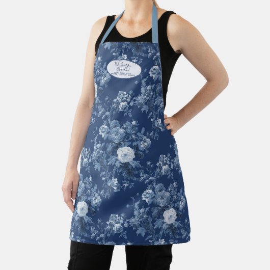 Engels Floral Garden Blue en White Grandmoeder Schort (Insitu)