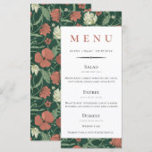  Engels Floral Pattern Wedding Menu (Voorkant / Achterkant)