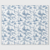 Engels Floral Toile de Jouy-Blue Cadeaupapier (Vlak)
