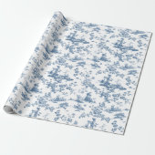 Engels Floral Toile de Jouy-Blue Cadeaupapier (Uitgerold)