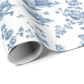Engels Floral Toile de Jouy-Blue Cadeaupapier (Rol Hoek)