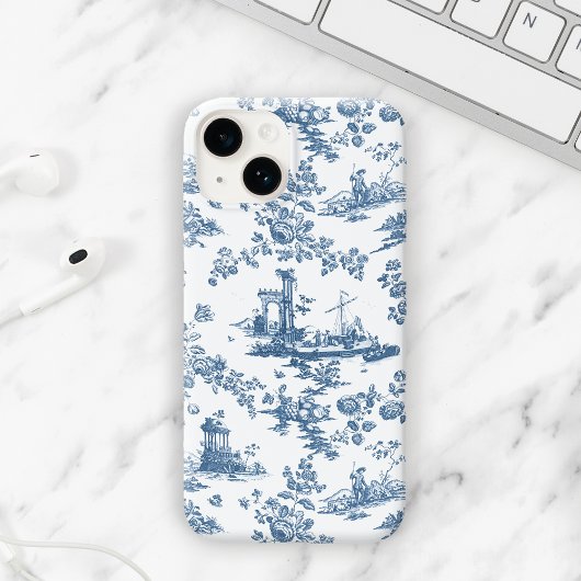  Engels Floral Toile de Jouy-Blue Case-Mate iPhone Case
