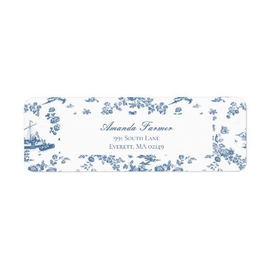  Engels Floral Toile de Jouy-Blue Etiket (Voorkant)