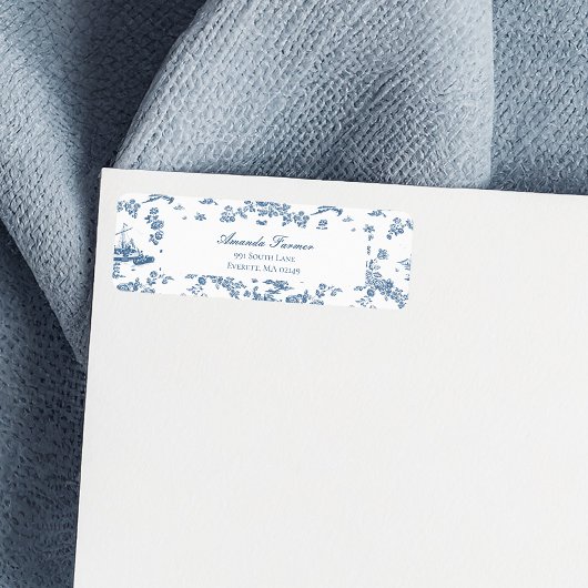  Engels Floral Toile de Jouy-Blue Etiket