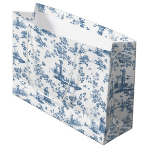  Engels Floral Toile de Jouy-Blue Groot Cadeauzakje