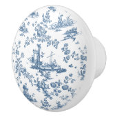  Engels Floral Toile de Jouy-Blue Keramische Knop (Rechts)