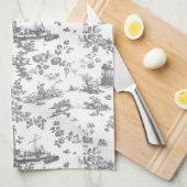  Engels Floral Toile de Jouy-Blue Kitchen Theedoek (Quarter Fold)