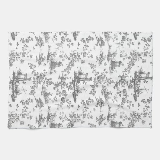  Engels Floral Toile de Jouy-Blue Kitchen Theedoek (Horizontaal)