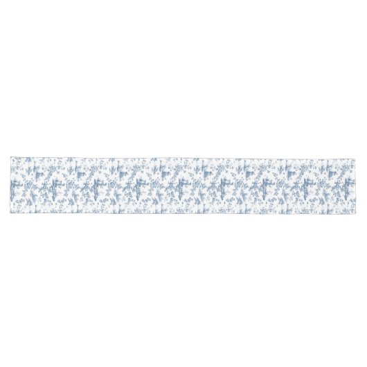  Engels Floral Toile de Jouy-Blue Lange Tafelloper (Horizontaal)