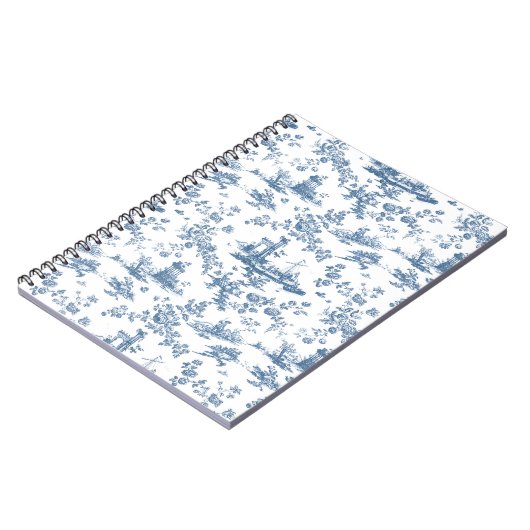 Engels Floral Toile de Jouy-Blue Notitieboek (Linkerzijde)