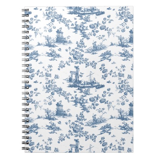  Engels Floral Toile de Jouy-Blue Notitieboek (Voorkant)