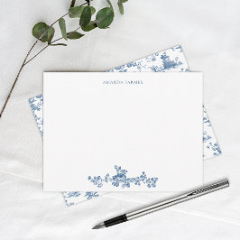  Engels Floral Toile de Jouy-Blue Notitiekaartje