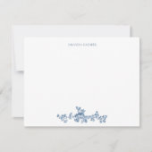  Engels Floral Toile de Jouy-Blue Notitiekaartje (Voorkant)
