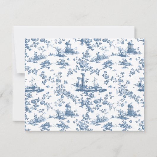  Engels Floral Toile de Jouy-Blue Notitiekaartje (Achterkant)