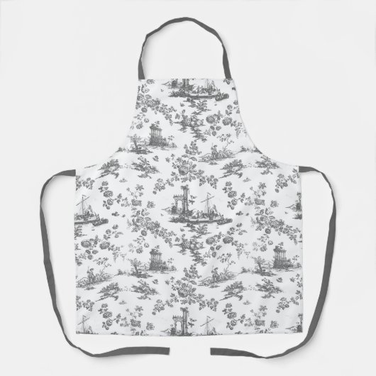  Engels Floral Toile de Jouy-Blue Schort (Voorkant)