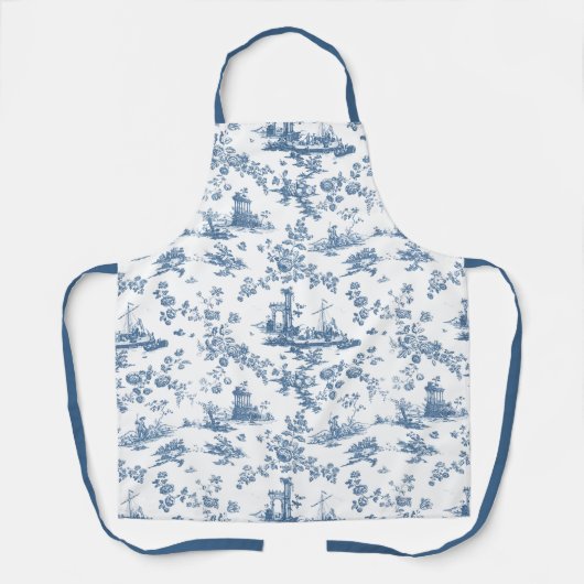  Engels Floral Toile de Jouy-Blue Schort (Voorkant)