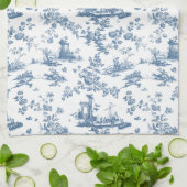 Engels Floral Toile de Jouy-Blue Theedoek (Gevouwen)