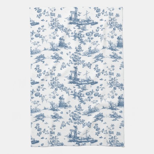  Engels Floral Toile de Jouy-Blue Theedoek (Verticaal)