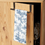 Engels Floral Toile de Jouy-Blue Theedoek<br><div class="desc">Een prachtig,  naadloos rooipatroon,  aangepast aan het Engelse copperplate,  gegraveerd door John Munns ca. 1770,  met klassieke ruïnes,  zeehaven,  herder en bloemklieren. Blauw op witte achtergrond.</div>