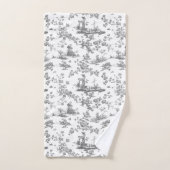 Engels Floral Toile de Jouy-Grey Bad Handdoek (Handdoek)