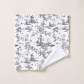 Engels Floral Toile de Jouy-Grey Bad Handdoek (Wasdoekje)