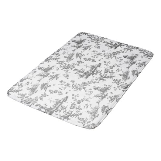  Engels Floral Toile de Jouy-Grey Badmat (Gekanteld)