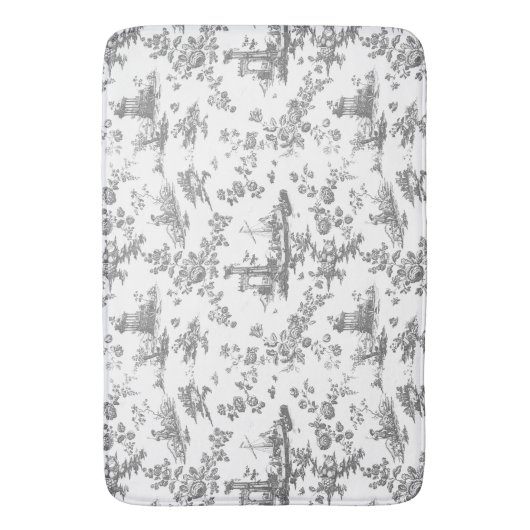  Engels Floral Toile de Jouy-Grey Badmat (Voorkant Verticaal)