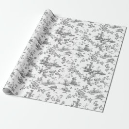  Engels Floral Toile de Jouy-Grey Cadeaupapier