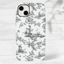  Engels Floral Toile de Jouy-Grey Case-Mate iPhone 14 Plus Hoesje