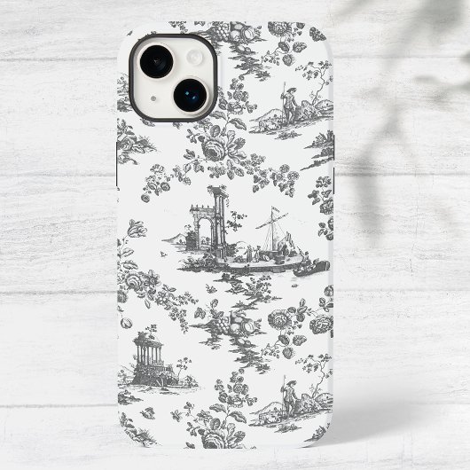 Engels Floral Toile de Jouy-Grey Case-Mate iPhone Case