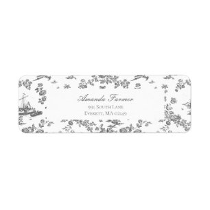  Engels Floral Toile de Jouy-Grey Etiket