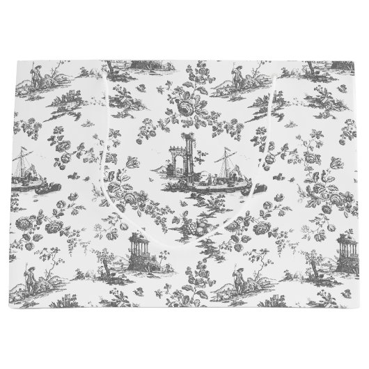 Engels Floral Toile de Jouy-Grey Groot Cadeauzakje (Voorkant)