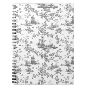 Engels Floral Toile de Jouy-Grey Notitieboek