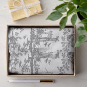 Engels Floral Toile de Jouy-Grey Tissuepapier (Geschenk)