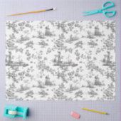 Engels Floral Toile de Jouy-Grey Tissuepapier (Craft)