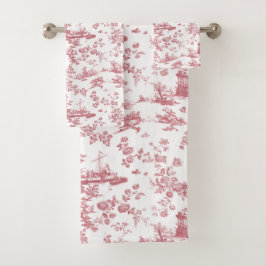 Engels Floral Toile de Jouy-Pink Bad Handdoek