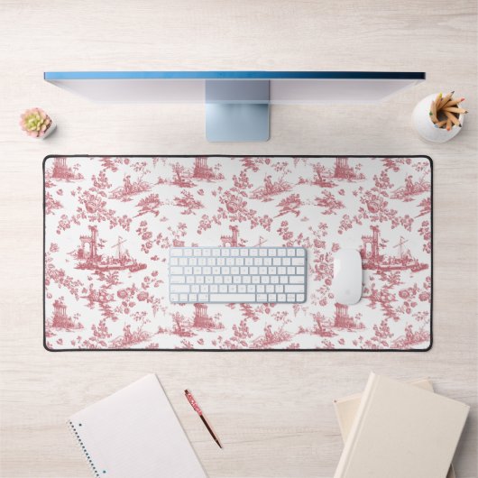  Engels Floral Toile de Jouy-Pink Bureaumat (Kantoor 1)