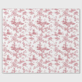  Engels Floral Toile de Jouy-Pink Cadeaupapier (Vlak)
