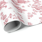  Engels Floral Toile de Jouy-Pink Cadeaupapier (Rol Hoek)