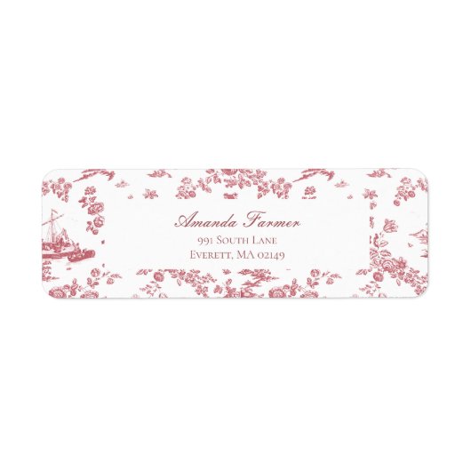  Engels Floral Toile de Jouy-Pink Etiket (Voorkant)
