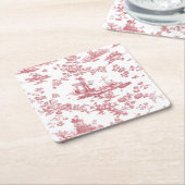 Engels Floral Toile de Jouy-Pink Kartonnen Onderzetters (Schuin)