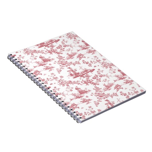 Engels Floral Toile de Jouy-Pink Notitieboek (Rechterzijde)