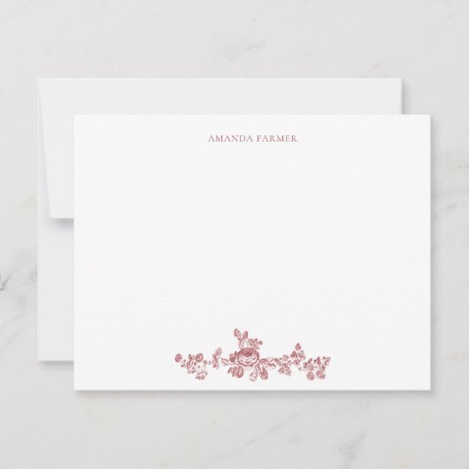 Engels Floral Toile de Jouy-Pink Notitiekaartje (Voorkant)