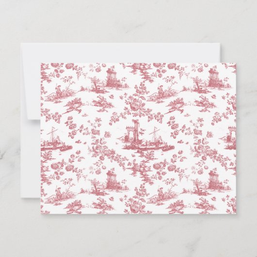  Engels Floral Toile de Jouy-Pink Notitiekaartje (Achterkant)